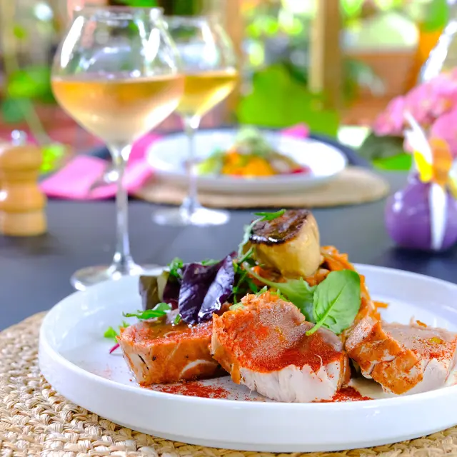 Mi-cuit de thon rossini Restaurant Le Jardin des envies Trois-îlets Martinique