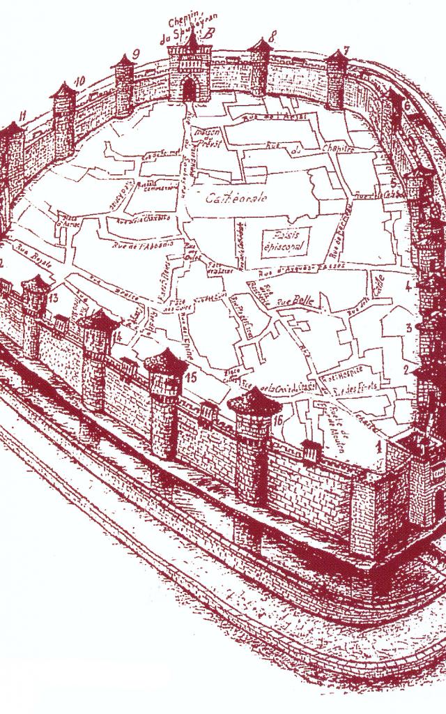 Dessin des fortifications de Mende