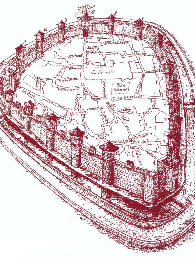 Dessin des fortifications de Mende
