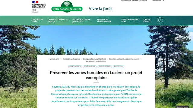 La préservation des zones humides par l'ONF Lozère et le Conservatoire d'espaces naturels Occitanie.