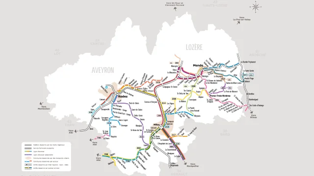 Carte réseau liO (Lignes d'Occitanie)
