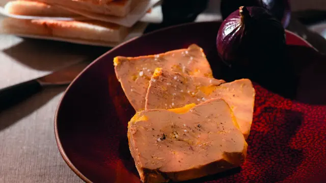Foie gras de canard servi lors d’une dégustation