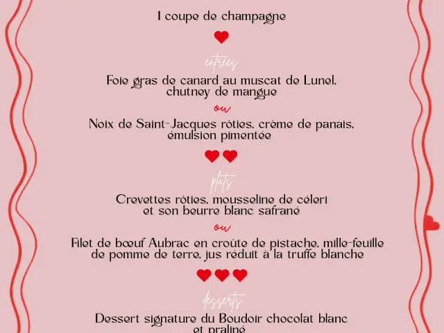 Carte St Valentin le Boudoir Montpelliérain