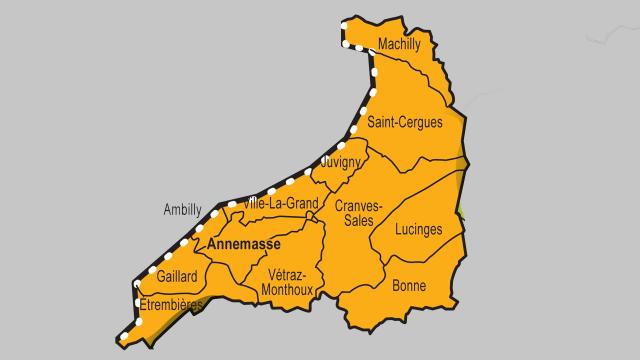 Plan des communes d'Annemasse Agglo