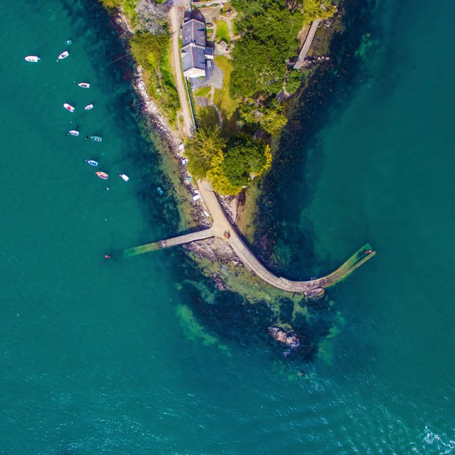 Vue aérienne Pointe d'Arradon Golfe du morbihan