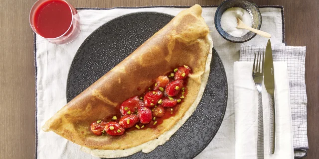 Crêpe aux fraises - La chaumière de Pomper