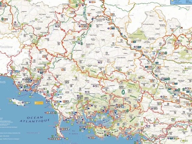 Carte des Itinéraires e Randonnées - Morbihan Bretagne Sud