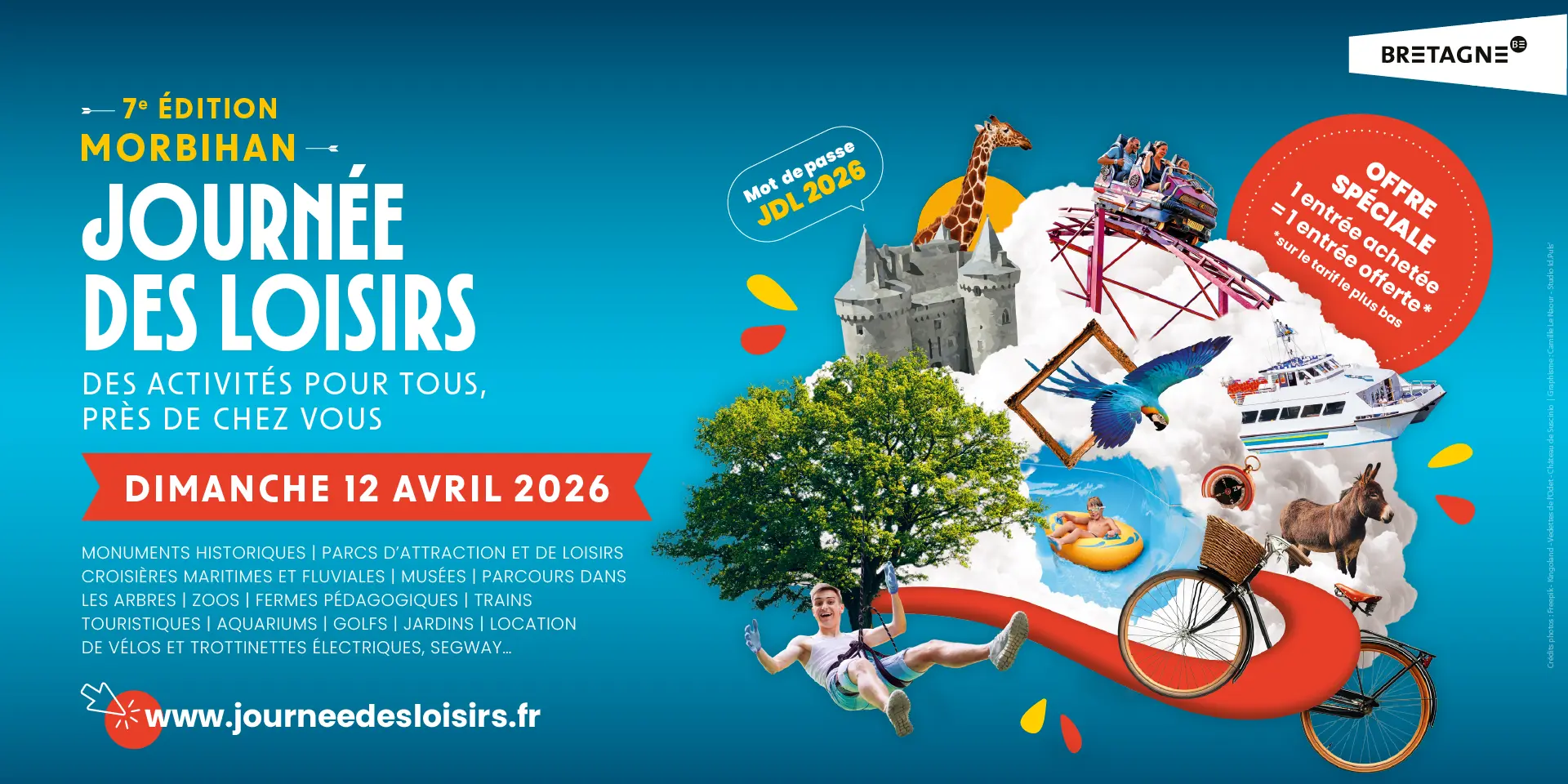 Affiche de la 7e édition de la Journée des Loisirs en Morbihan, le dimanche 12 avril 2026 - format header