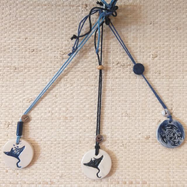 Collier En Céramique Empreinte Nautile Tortue Raie