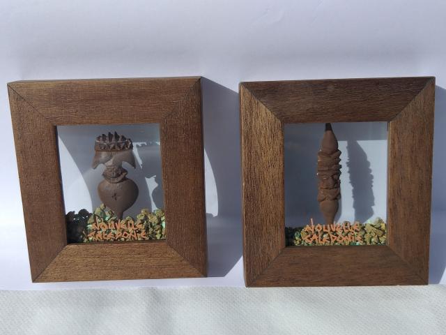 Tableau Miniature Garnierite Avec Sujet Céramique Format 9x10 cm