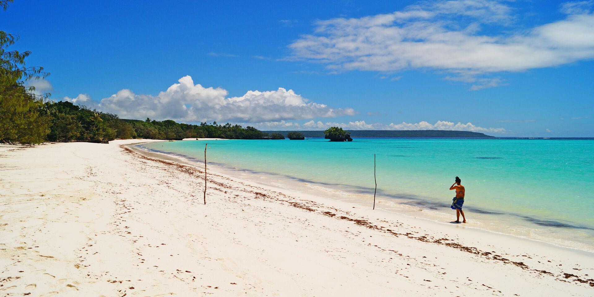 Luengoni beach and lagoon at Mu, Lifou, Loyalty Islands, New Caledonia.