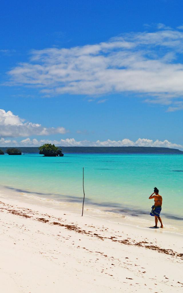 Luengoni beach and lagoon at Mu, Lifou, Loyalty Islands, New Caledonia.