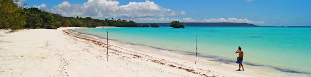 Luengoni beach and lagoon at Mu, Lifou, Loyalty Islands, New Caledonia.