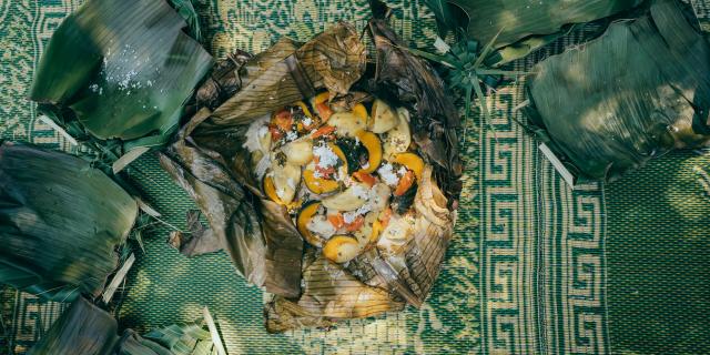 Bougna, a traditional Kanak dish in New Caledonia.