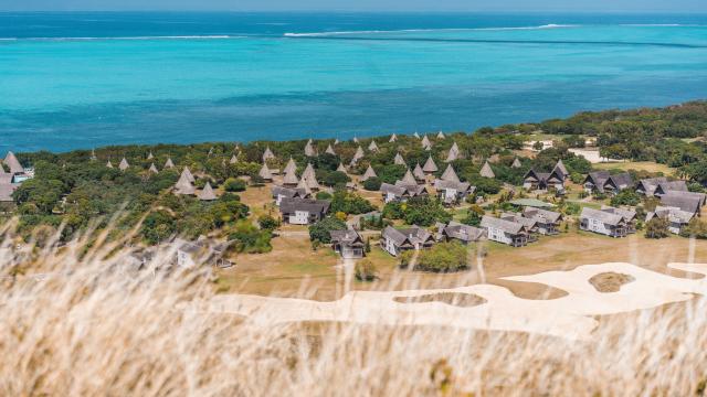 View of the Sheraton Deva Hotel and Poé Lagoon in Bourail, New Caledonia