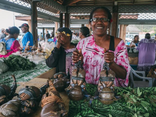 Market of local products in Maré in the islands