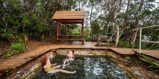 Bathing in the hot springs of Prony