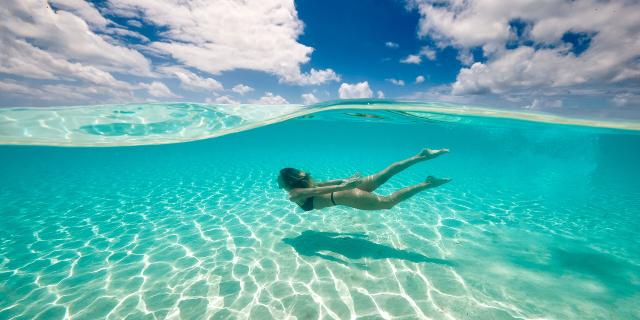 Swimming in the lagoon in New Caledonia