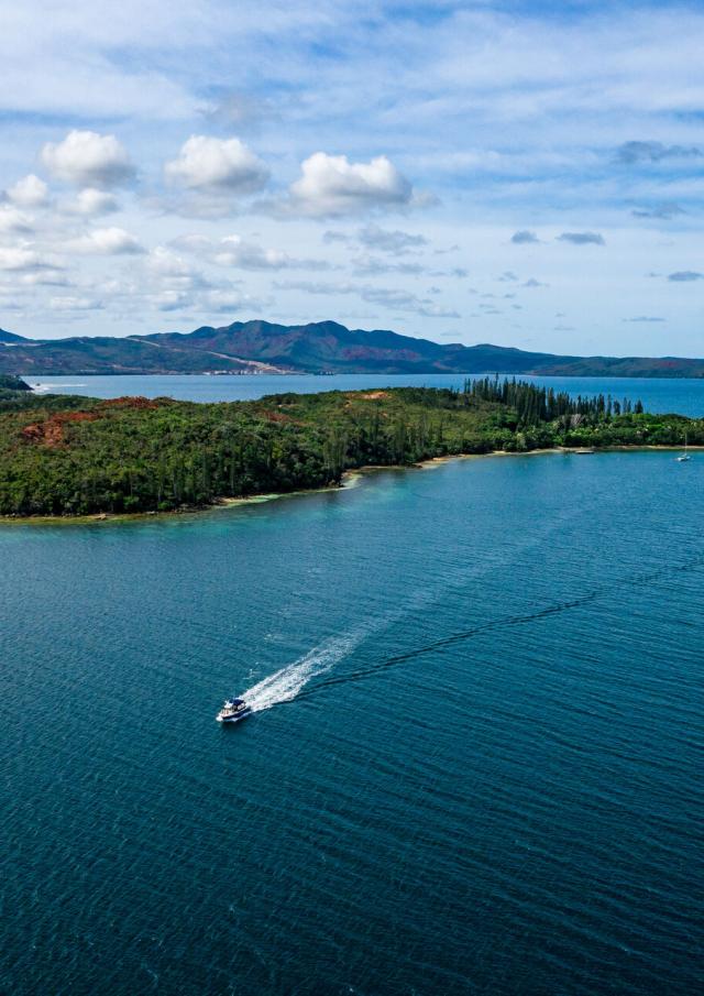 Aerial view of Casy islet in Prony Bay, Great South of New Caledonia.