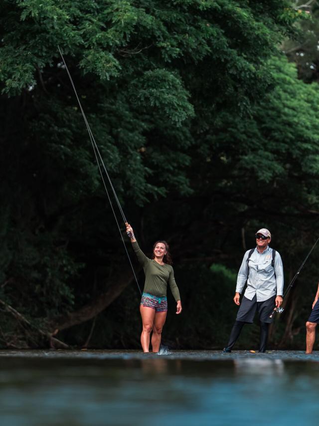 Fly fishing in the river of Pouembout