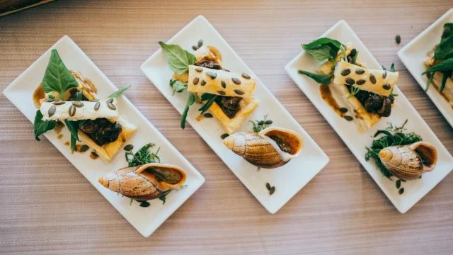 Bulimes in a restaurant on the Isle of Pines