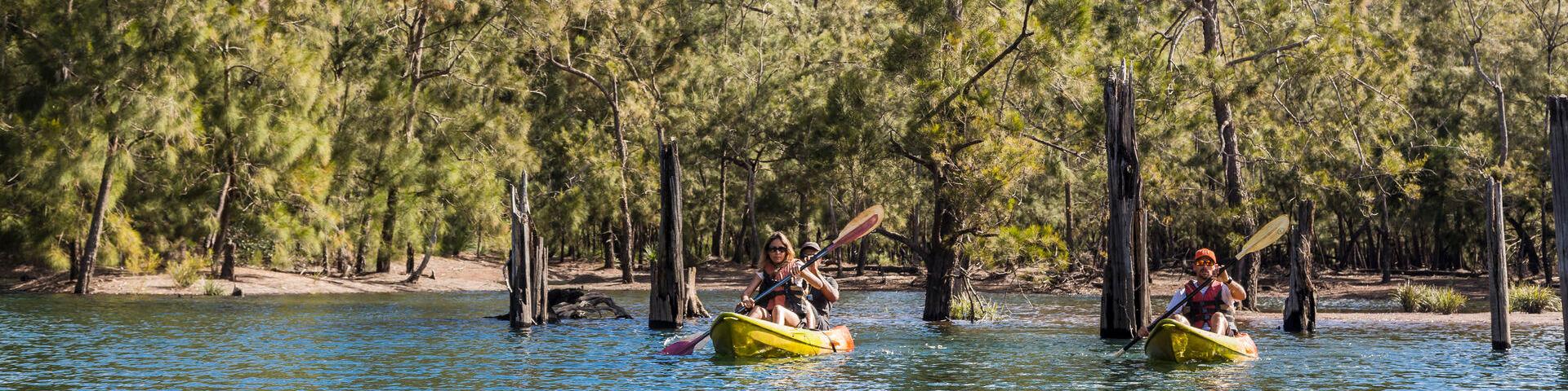 Kayaking on the lake at Blue River Provincial Park