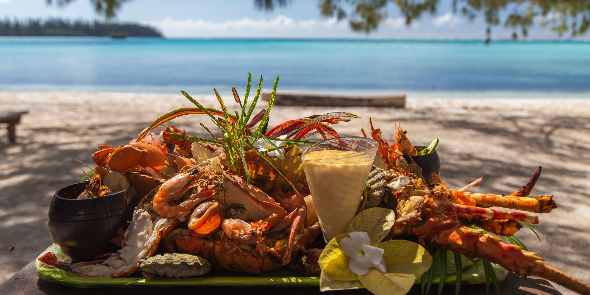 Lobster on the beach facing the lagoon, New Caledonia