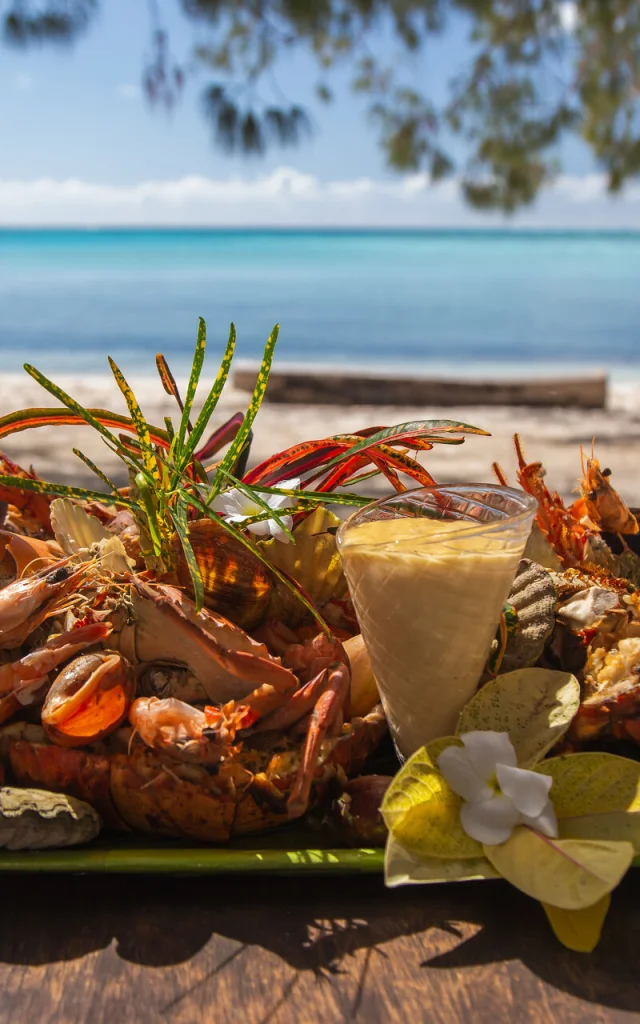 Lobster on the beach facing the lagoon, New Caledonia