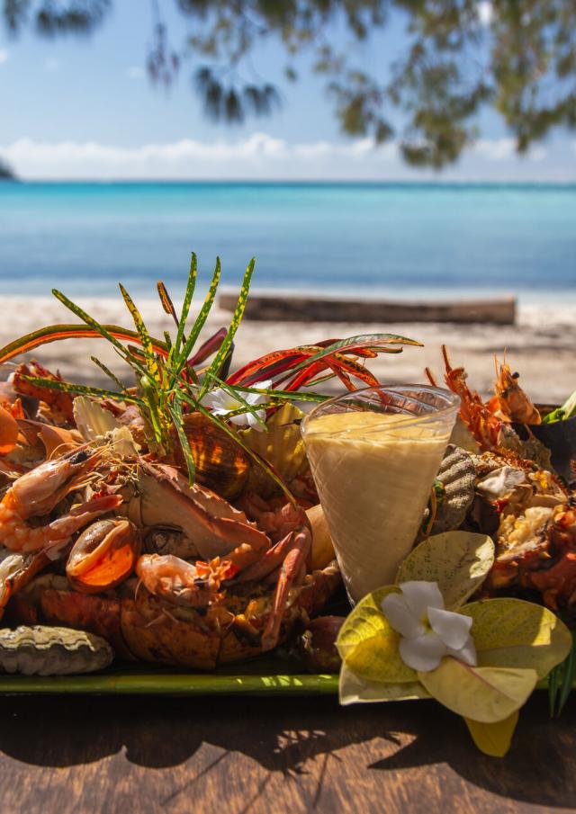 Lobster on the beach facing the lagoon, New Caledonia