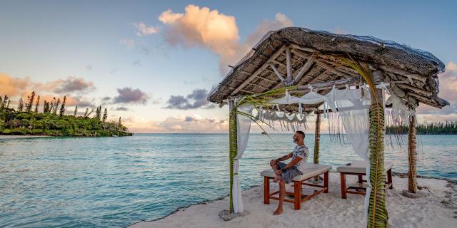 Relaxing in front of the lagoon on the Isle of Pines