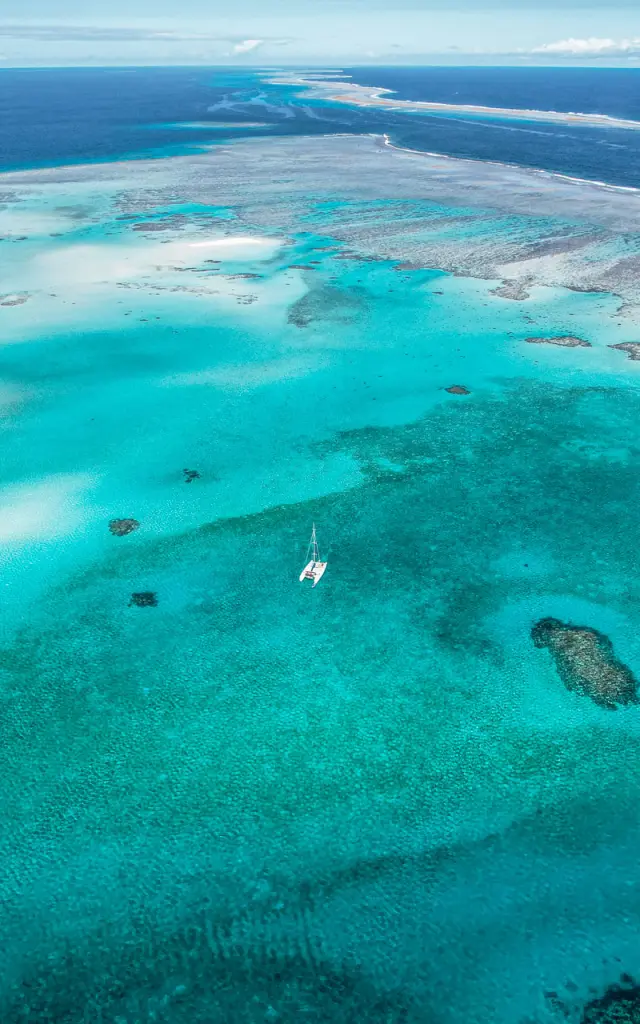 Catamaran sailing on the lagoon of New Caledonia
