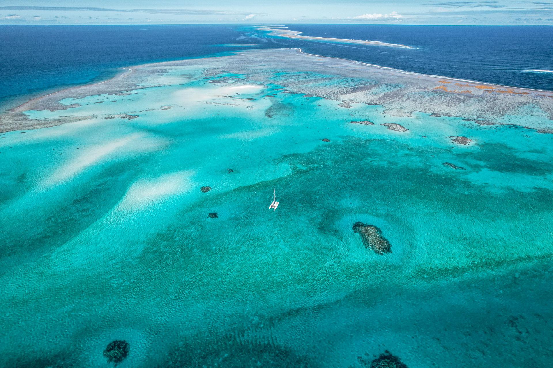 Catamaran sailing on the lagoon of New Caledonia