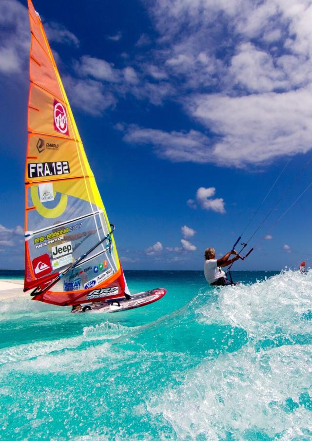 Windsurfing in New Caledonia's lagoon