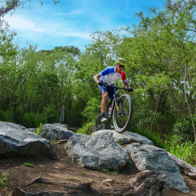 Ride the mountain bike trails at the Boucles de Tina in Nouméa
