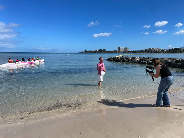 Tournage du Today Show à la plage du Méridien, en Nouvelle-Calédonie