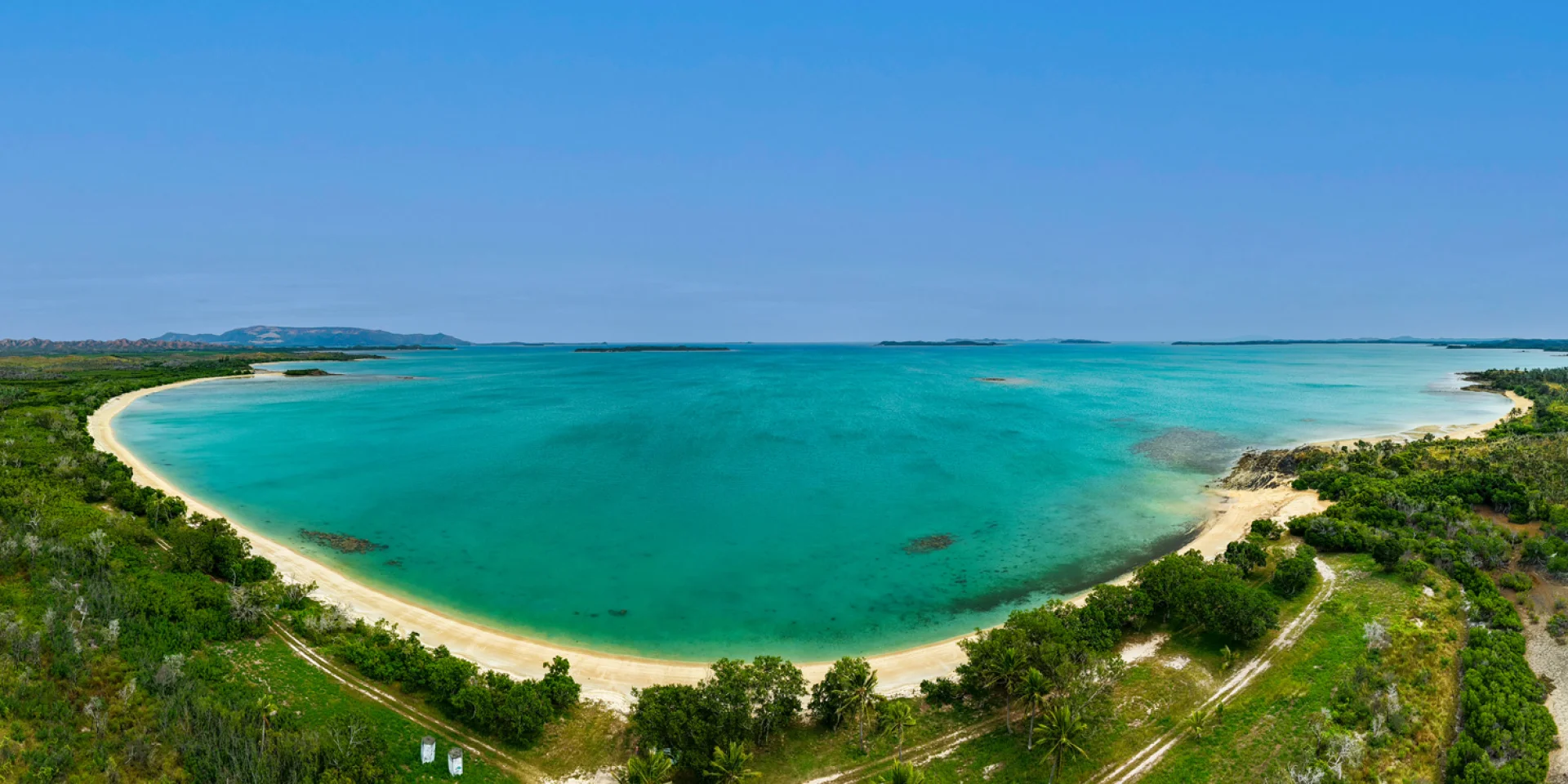 Panoramic view of Nénon Beach in Poum, New Caledonia