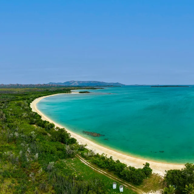 Panoramic view of Nénon Beach in Poum, New Caledonia