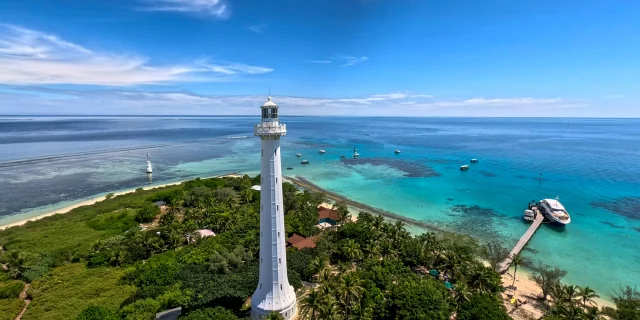 Panoramic view of the Amédée Lighthouse and Nouméa Lagoon.