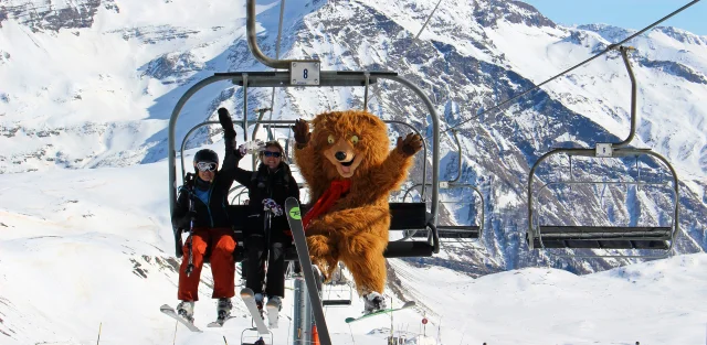 Orcy on the chairlift