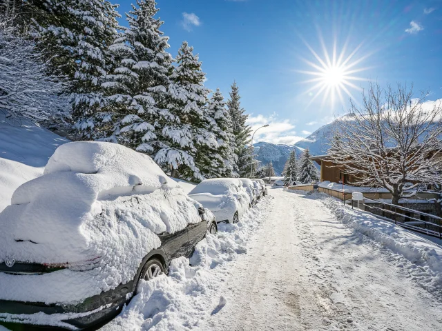 Het resort na sneeuwval