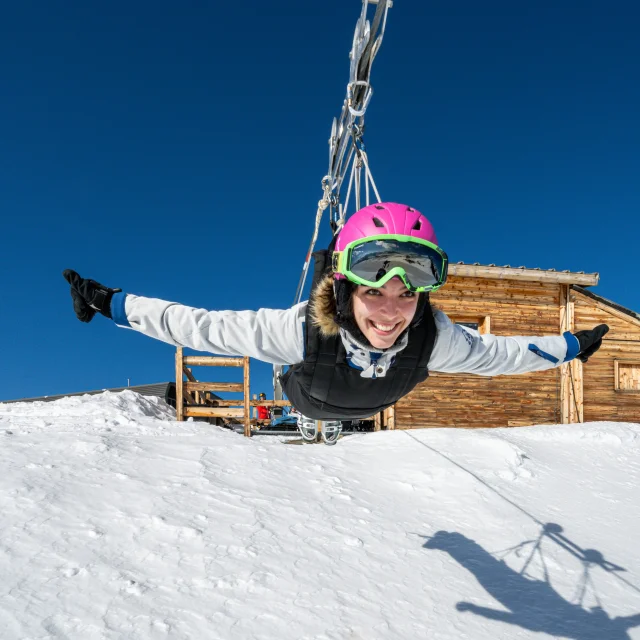 Tyrolean traverse in winter