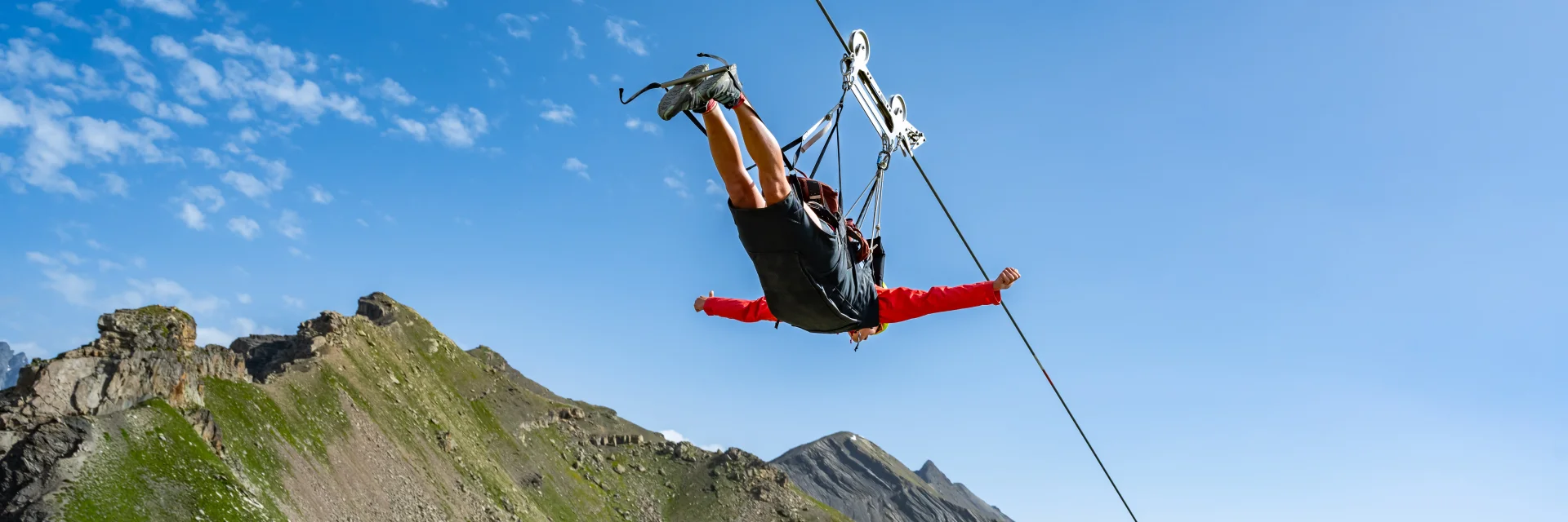 Tyrolean traverse in summer