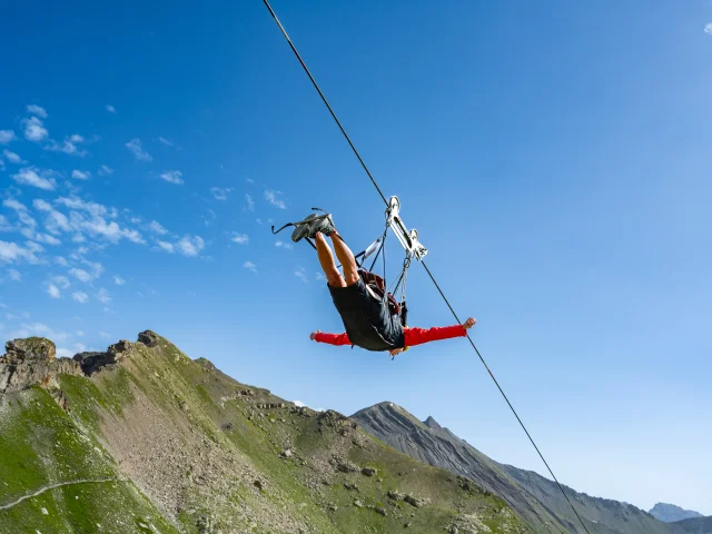 Tyrolean traverse in summer
