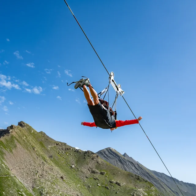 Tyrolean traverse in summer