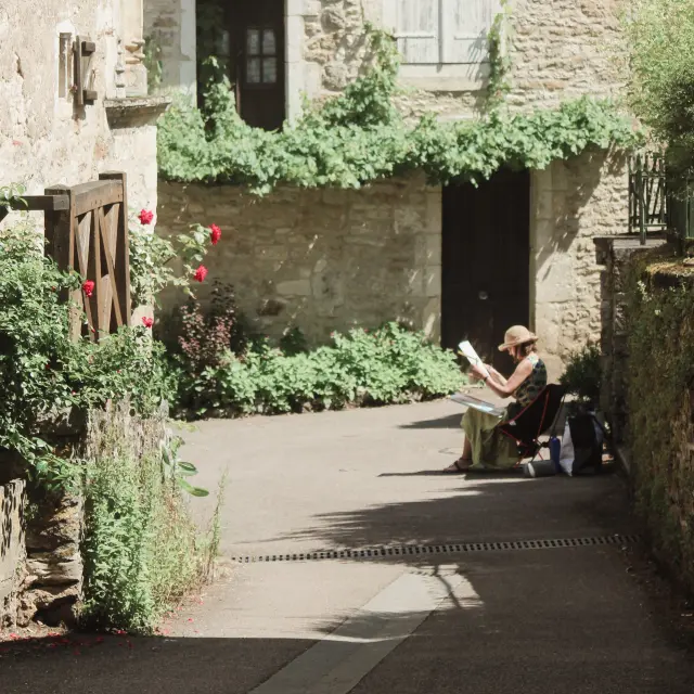 Peintre dans les rues de Carennac