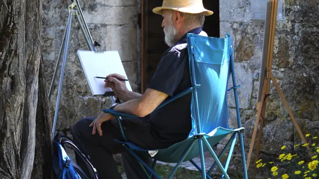 Peintre dans les rues de Carennac