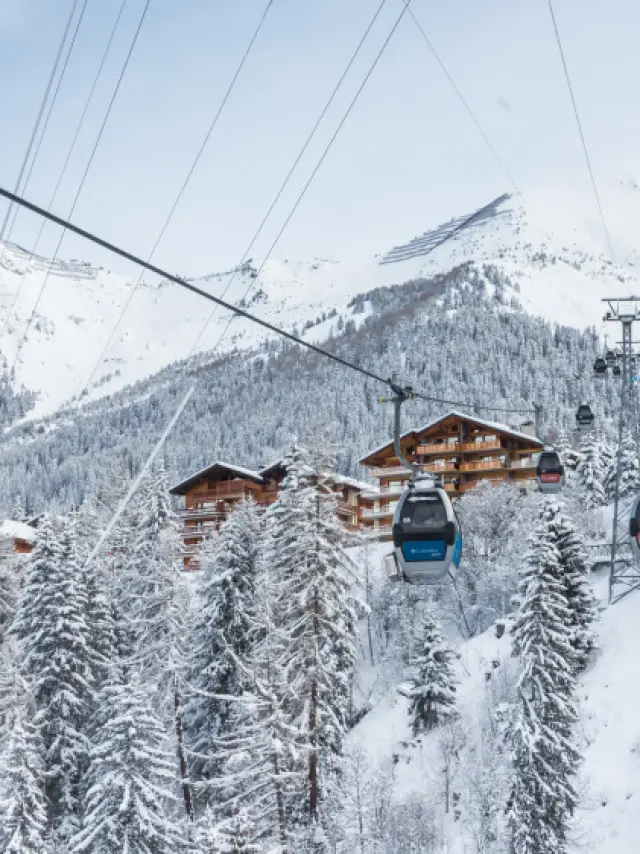 Verbier, neige et ambiance hivernale , télécabines Châble-Verbier