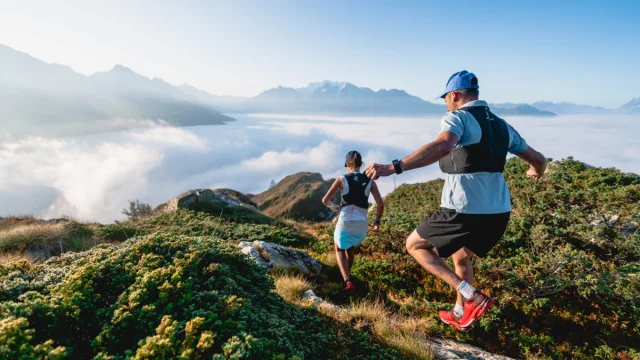 Projet Trail Running avec Emily Vaudan et Yves Maret shooté entre Savoleyres et Brunet