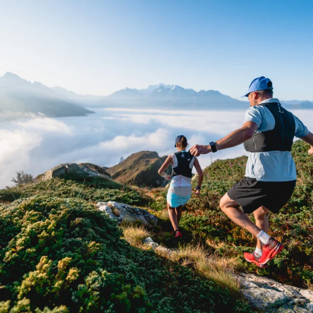 Projet Trail Running avec Emily Vaudan et Yves Maret shooté entre Savoleyres et Brunet