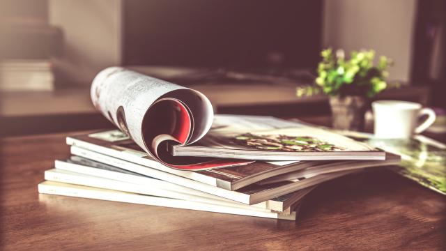 selective focus of the stacking magazine place on table in living room